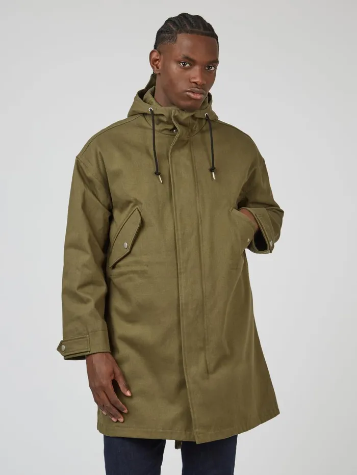 Men Ben Sherman Jackets and Outerwear FishtailHem Adjustable Parka Men Ben Sherman Jackets and Outerwear FishtailHem Adjustable Parka