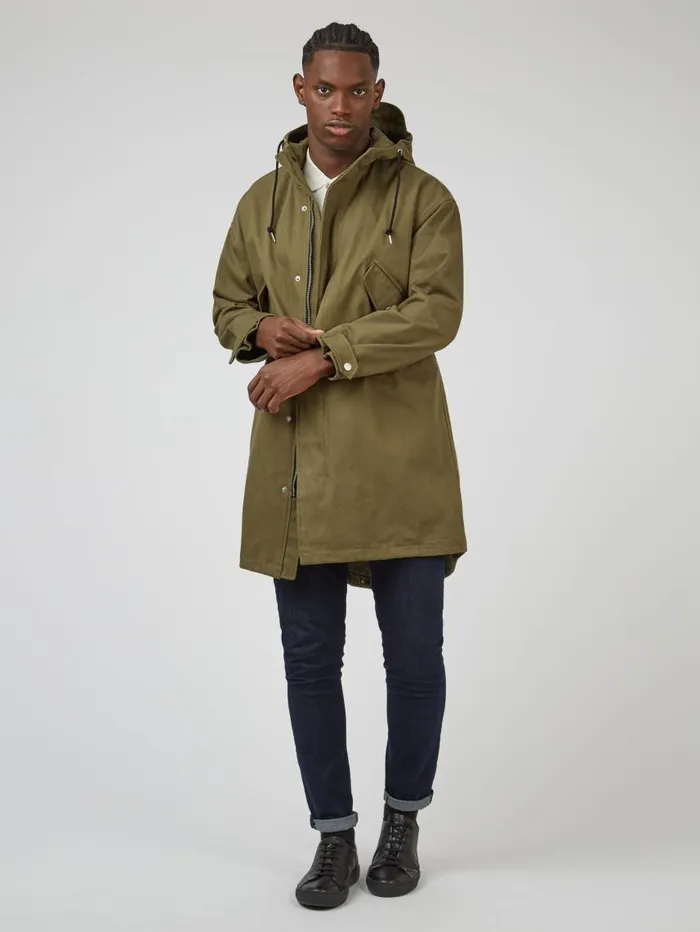 Men Ben Sherman Jackets and Outerwear FishtailHem Adjustable Parka Men Ben Sherman Jackets and Outerwear FishtailHem Adjustable Parka