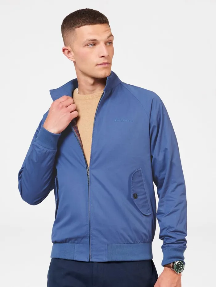 Men Ben Sherman Jackets and Outerwear Signature Harrington Jacket 8211 Riviera Blue Men Ben Sherman Jackets and Outerwear Signature Harrington Jacket 8211 Riviera Blue