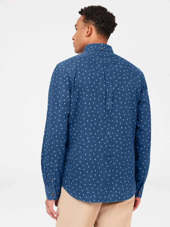 Men Ben Sherman Long Sleeve Shirts Long Sleeve Indigo Card Print Shirt Men Ben Sherman Long Sleeve Shirts Long Sleeve Indigo Card Print Shirt