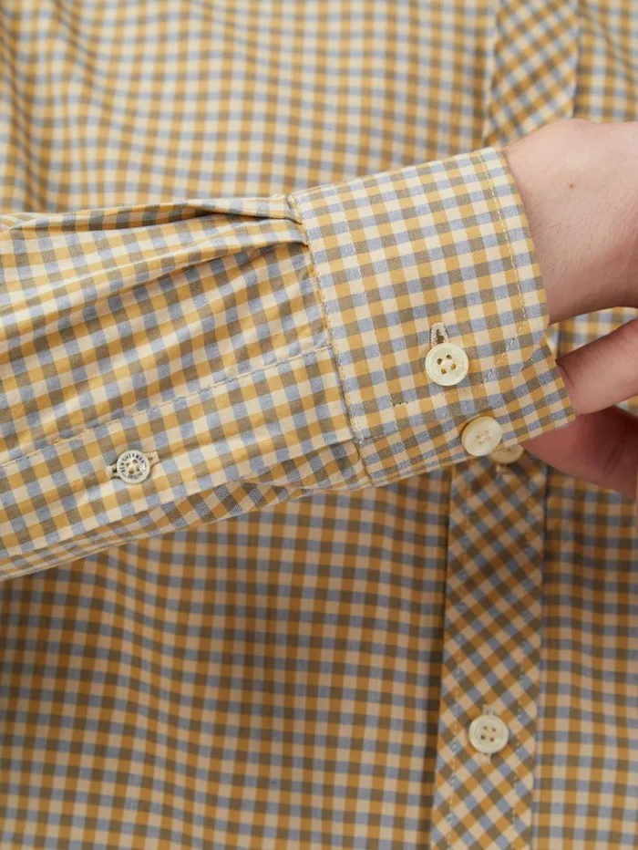 Men Ben Sherman Long Sleeve Shirts Signature Gingham LongSleeve Shirt 8211 Stone