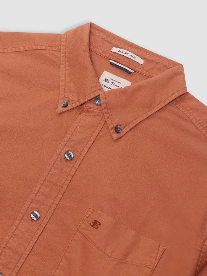 Men Ben Sherman Oxford Shirts Beatnik Oxford Garment Dye Shirt 8211 Terracota