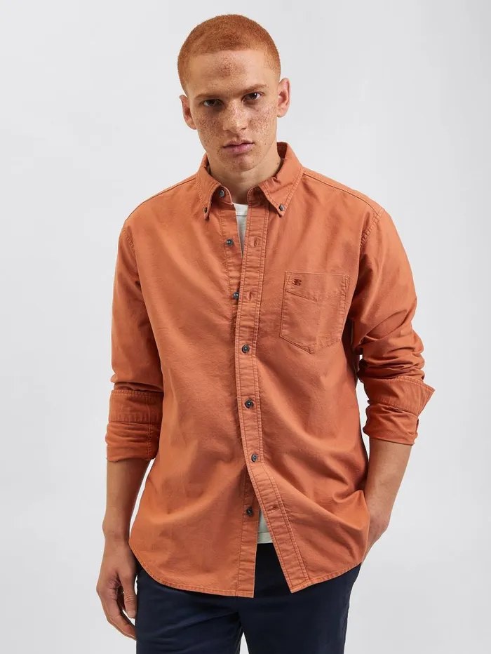 Men Ben Sherman Oxford Shirts Beatnik Oxford Garment Dye Shirt 8211 Terracota
