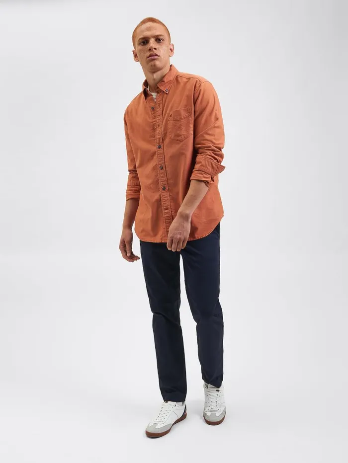Men Ben Sherman Oxford Shirts Beatnik Oxford Garment Dye Shirt 8211 Terracota