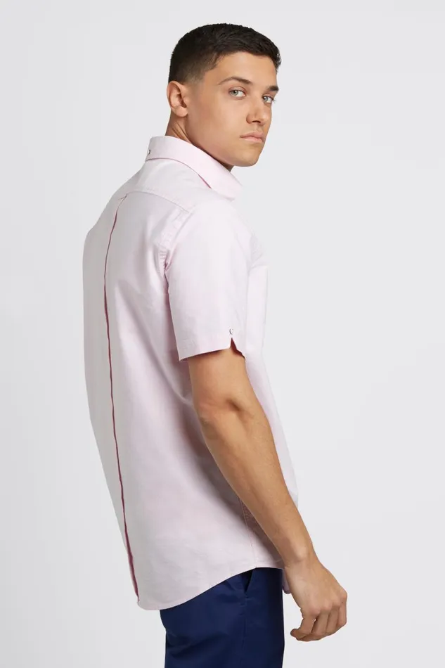 Men Ben Sherman Oxford Shirts Short Sleeve Brighton Oxford Organic Shirt 8211 Dusty Pink