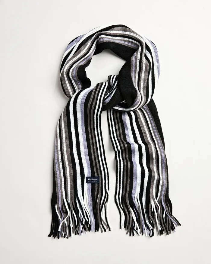 Men Ben Sherman Scarves and Cold Weather Rochelle Knit Scarf 8211 True BlackGranite GreySilver BulletBright White Men Ben Sherman Scarves and Cold Weather Rochelle Knit Scarf 8211 True BlackGranite GreySilver BulletBright White
