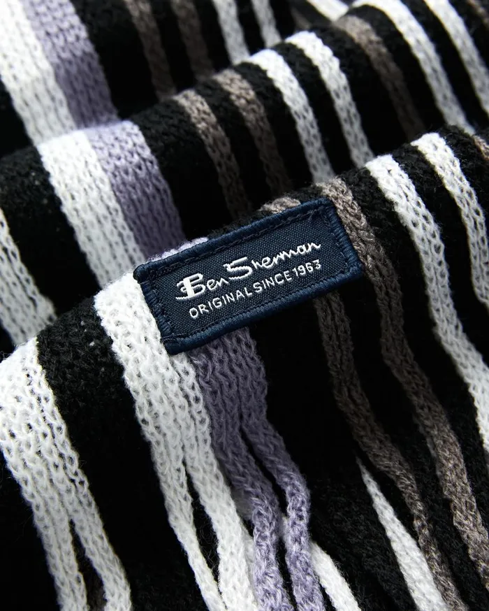 Men Ben Sherman Scarves and Cold Weather Rochelle Knit Scarf 8211 True BlackGranite GreySilver BulletBright White