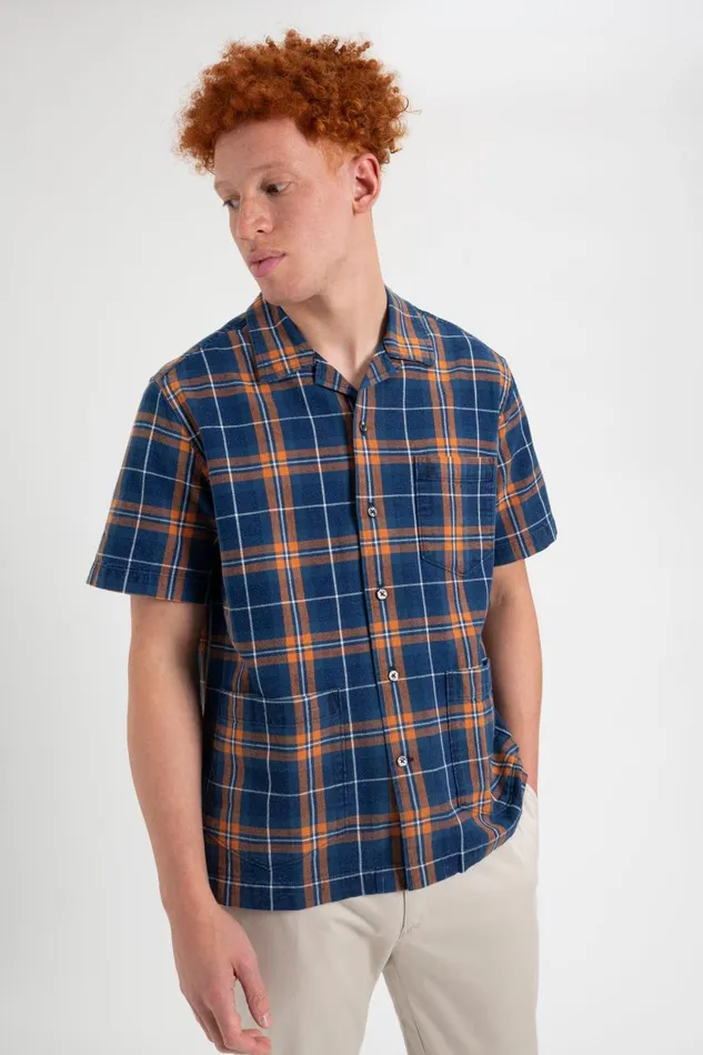Men Ben Sherman Short Sleeve Shirts Dalston Blues Summer ShortSleeve Check Camp Shirt Men Ben Sherman Short Sleeve Shirts Dalston Blues Summer ShortSleeve Check Camp Shirt