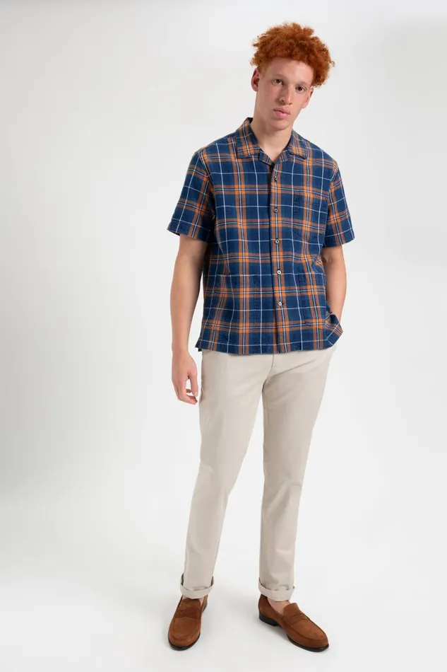 Men Ben Sherman Short Sleeve Shirts Dalston Blues Summer ShortSleeve Check Camp Shirt Men Ben Sherman Short Sleeve Shirts Dalston Blues Summer ShortSleeve Check Camp Shirt