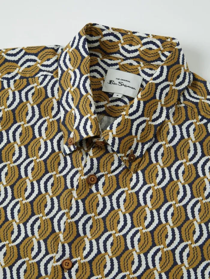 Men Ben Sherman Short Sleeve Shirts Optical Print ShortSleeve Shirt Men Ben Sherman Short Sleeve Shirts Optical Print ShortSleeve Shirt