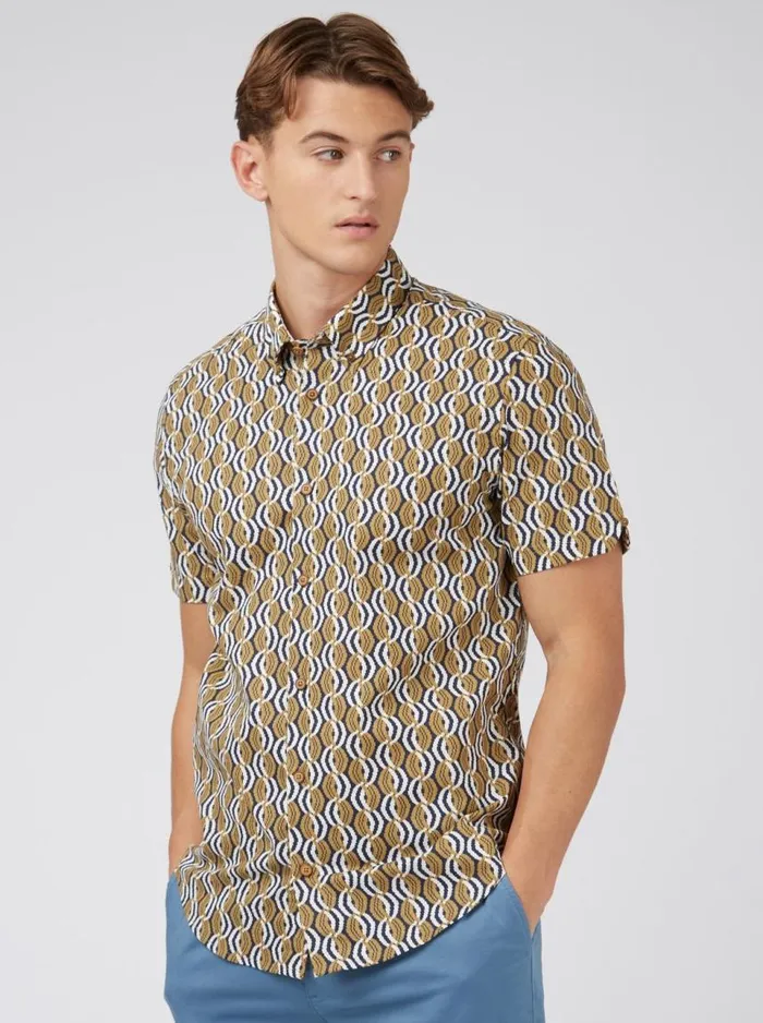 Men Ben Sherman Short Sleeve Shirts Optical Print ShortSleeve Shirt Men Ben Sherman Short Sleeve Shirts Optical Print ShortSleeve Shirt