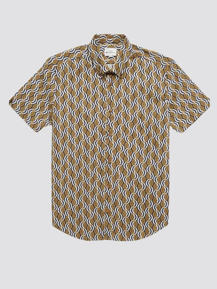 Men Ben Sherman Short Sleeve Shirts Optical Print ShortSleeve Shirt Men Ben Sherman Short Sleeve Shirts Optical Print ShortSleeve Shirt