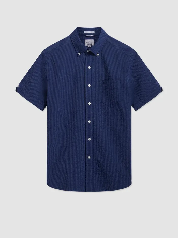 Men Ben Sherman Short Sleeve Shirts Seersucker Short Sleeve Bengal Stripe Shirt 8211 Navy Men Ben Sherman Short Sleeve Shirts Seersucker Short Sleeve Bengal Stripe Shirt 8211 Navy