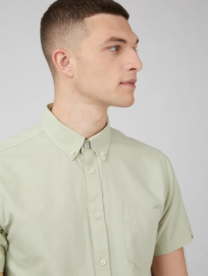 Men Ben Sherman Short Sleeve Shirts Signature Organic ShortSleeve Oxford Shirt 8211 Pistachio