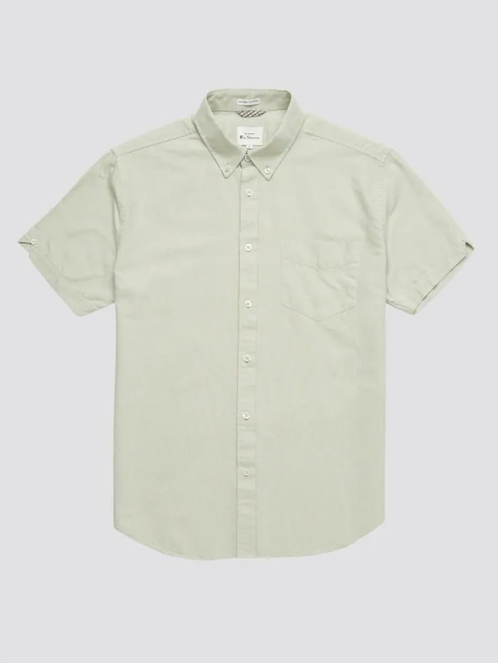 Men Ben Sherman Short Sleeve Shirts Signature Organic ShortSleeve Oxford Shirt 8211 Pistachio