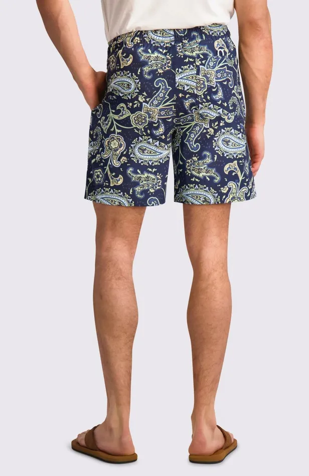 Men Ben Sherman Shorts Paisley Print Swim Trunks 8211 Navy