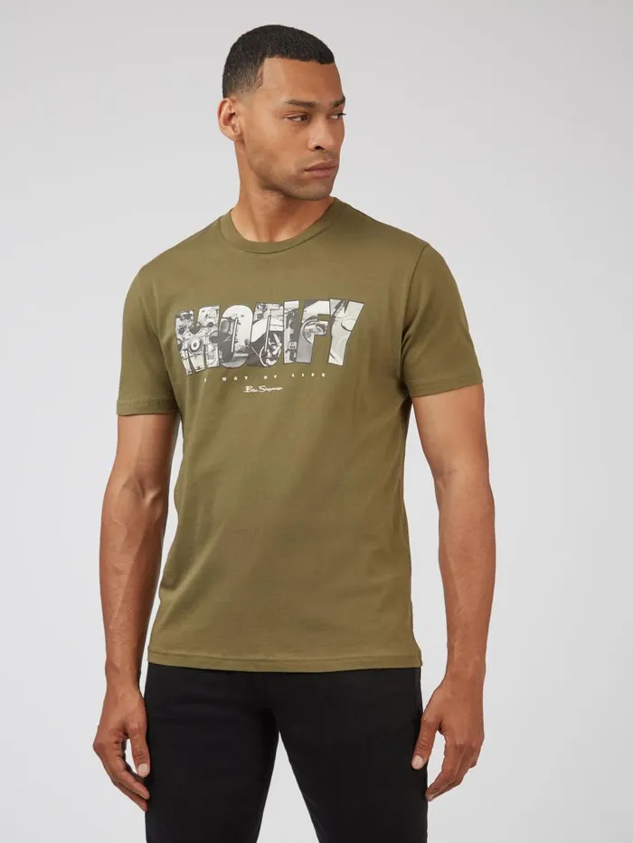 Men Ben Sherman TShirts and Graphic Tees Organic Jersey Culture Graphic Tee 8211 Camouflage