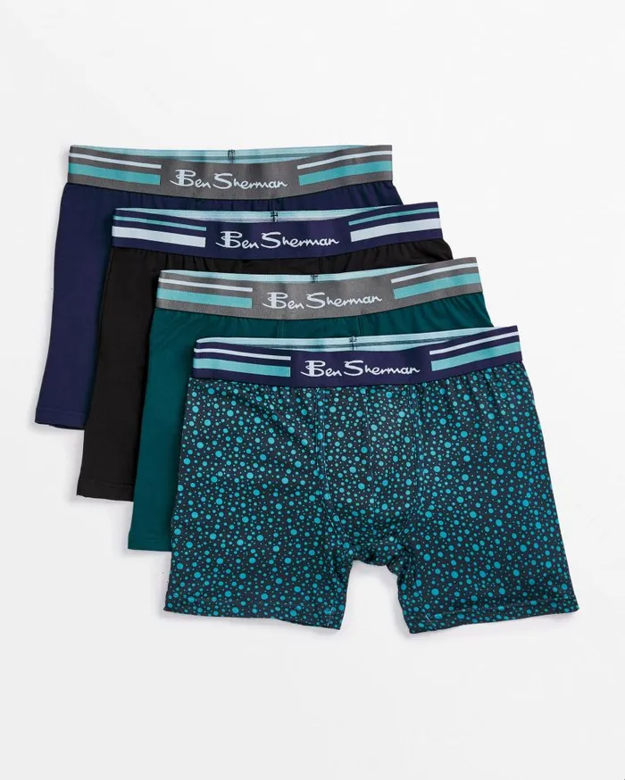 Men Ben Sherman Underwear 4Pack Microfiber Boxer Briefs 8211 Green