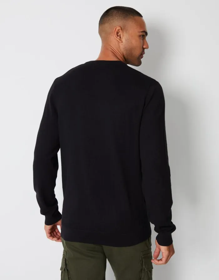 Men Black Crew Neck Knitted Jumper Threadbare Jumpers Men Black Crew Neck Knitted Jumper Threadbare Jumpers