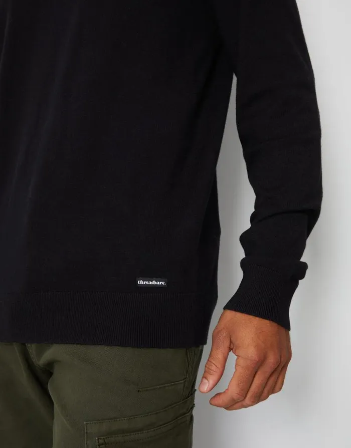 Men Black Crew Neck Knitted Jumper Threadbare Jumpers Men Black Crew Neck Knitted Jumper Threadbare Jumpers