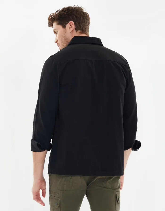 Men Black Lightweight Shacket Threadbare Shirts