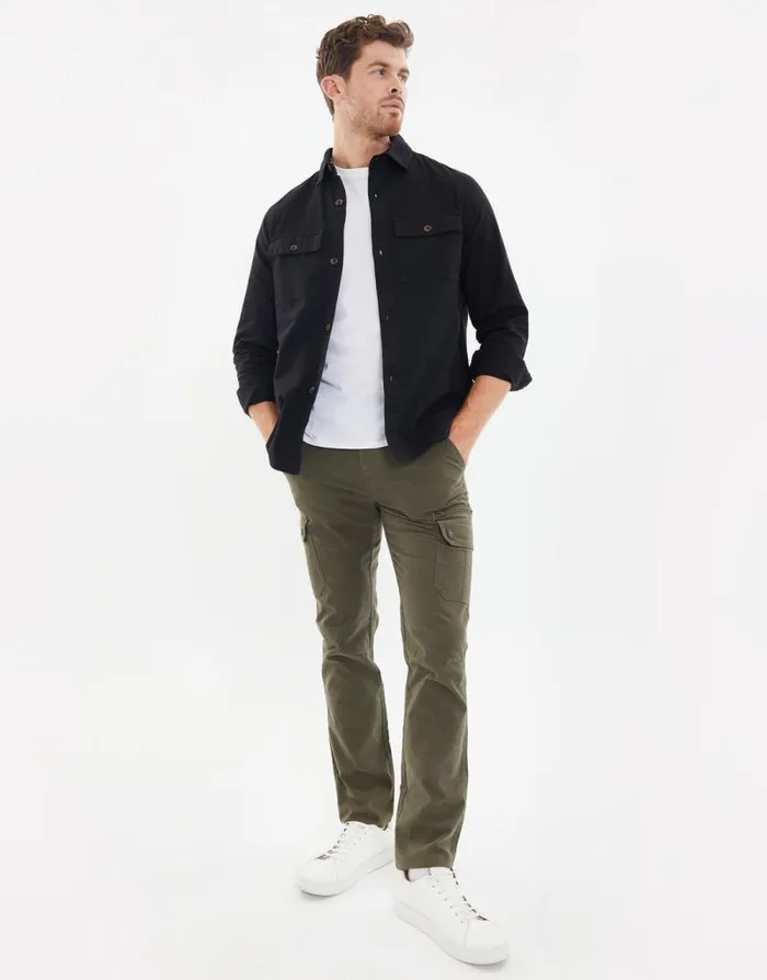Men Black Lightweight Shacket Threadbare Shirts