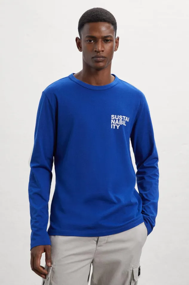 Men Blue Sustan LongSleeved TShirt Ecoalf TShirts