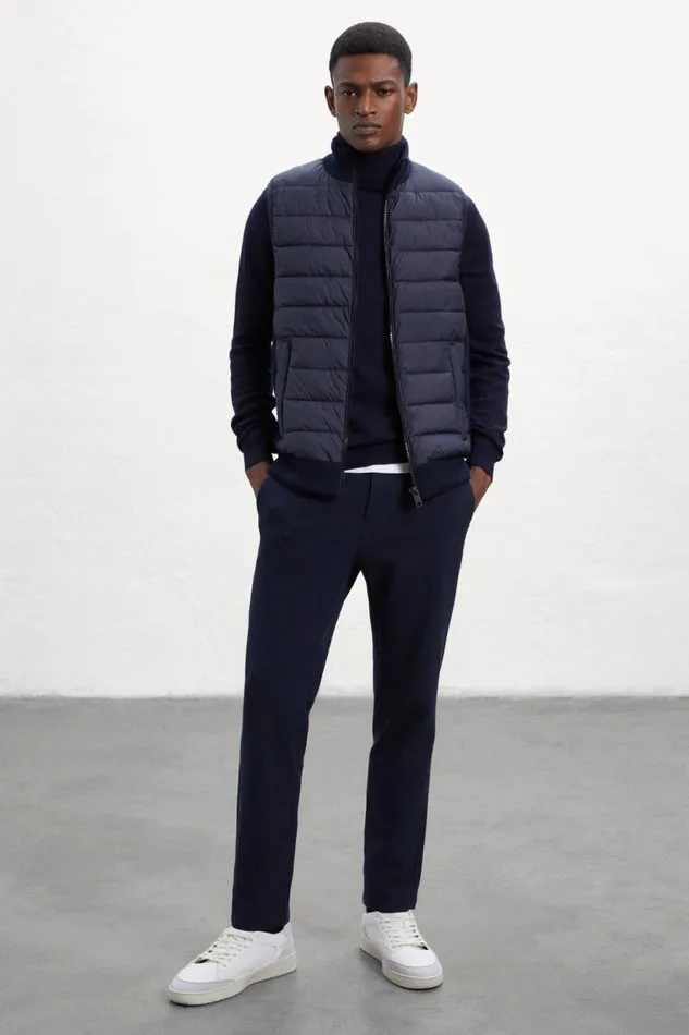 Men Blue Trim Knitted Vest Ecoalf Knitwear