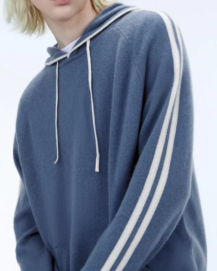 Men Cashmere Sweaters From Future Striped Hoodie Sweater Storm Blue