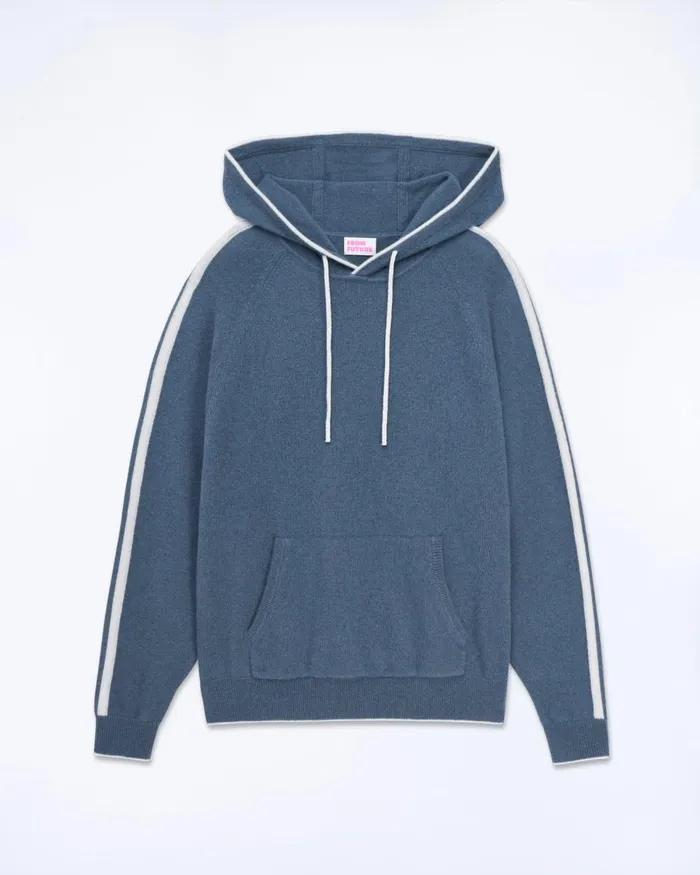 Men Cashmere Sweaters From Future Striped Hoodie Sweater Storm Blue