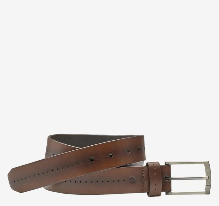 Men Center Perfed Belt Brown JohnstonandMurphy Belts