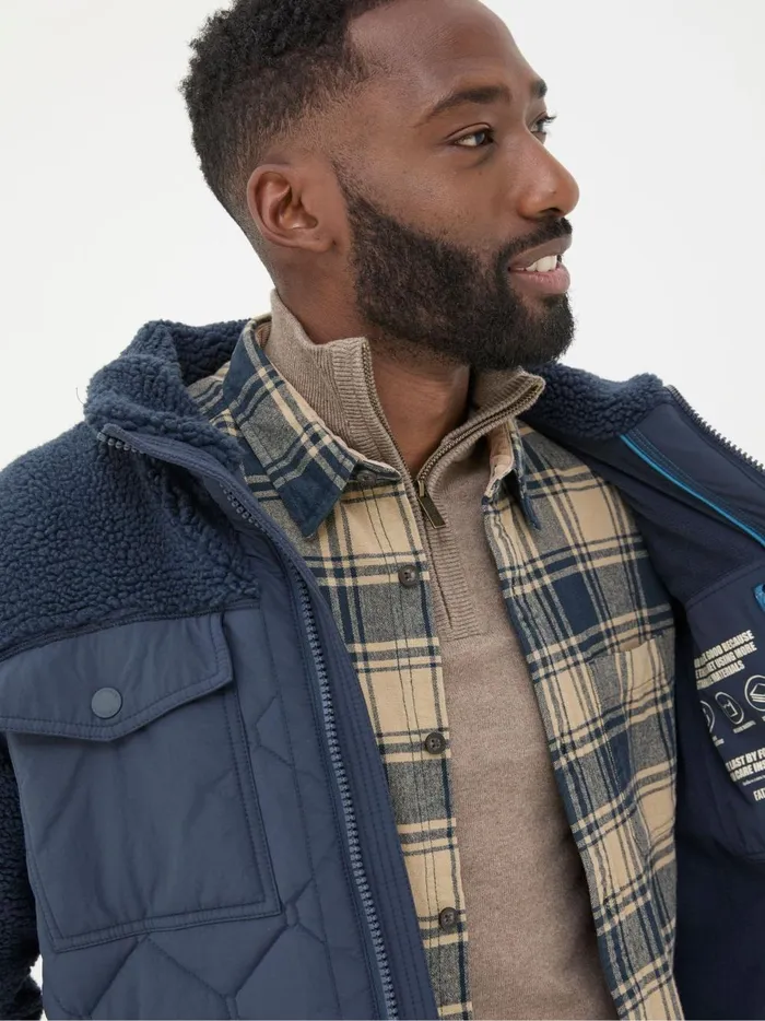 Men Coats and Jackets Fat Face Blue Navy Calgary Borg Jacket