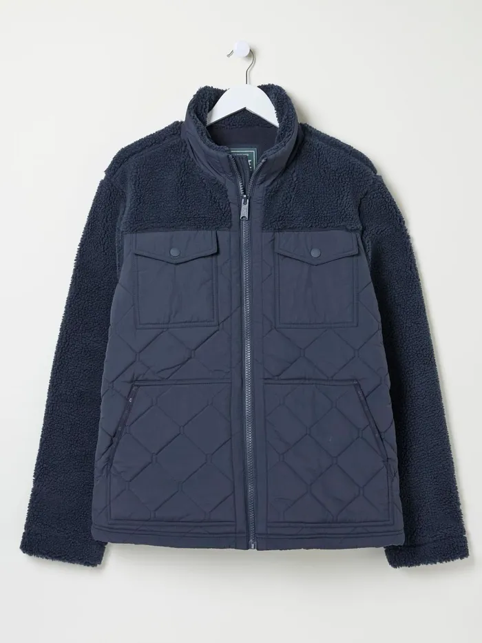 Men Coats and Jackets Fat Face Blue Navy Calgary Borg Jacket