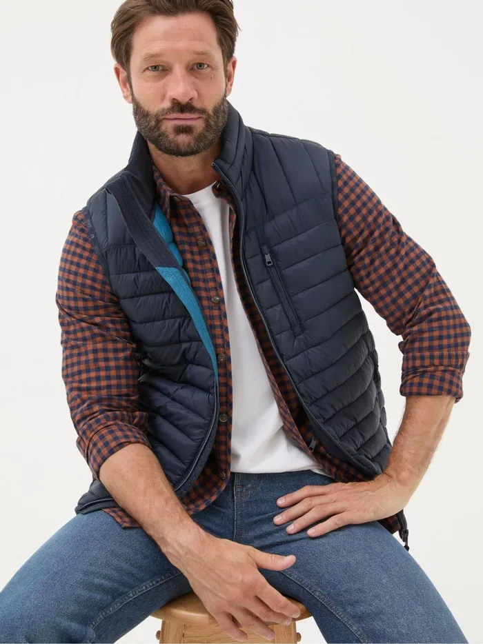 Men Coats and Jackets Fat Face Blue Navy Dartmouth Gilet