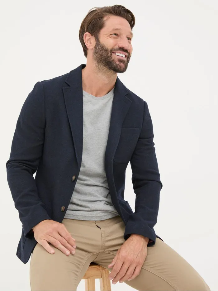 Men Coats and Jackets Fat Face Blue Navy Witley Wool Blazer