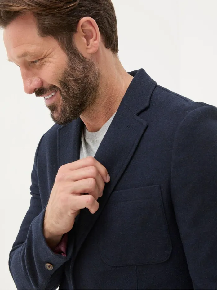 Men Coats and Jackets Fat Face Blue Navy Witley Wool Blazer