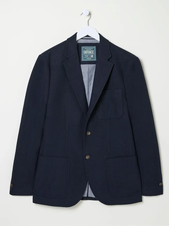 Men Coats and Jackets Fat Face Blue Navy Witley Wool Blazer