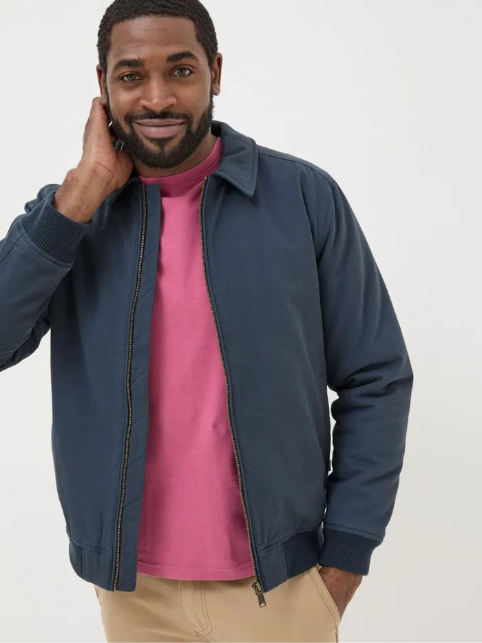Men Coats and Jackets Fat Face Chester Blue Bomber Jacket