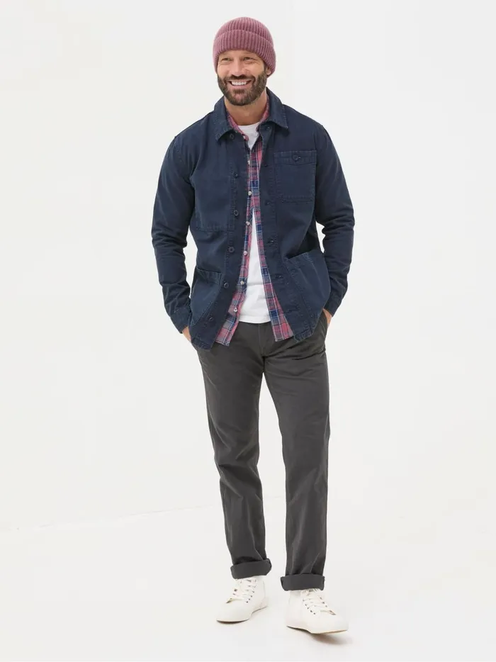 Men Coats and Jackets Fat Face Navy Blue Canvas Worker Jacket