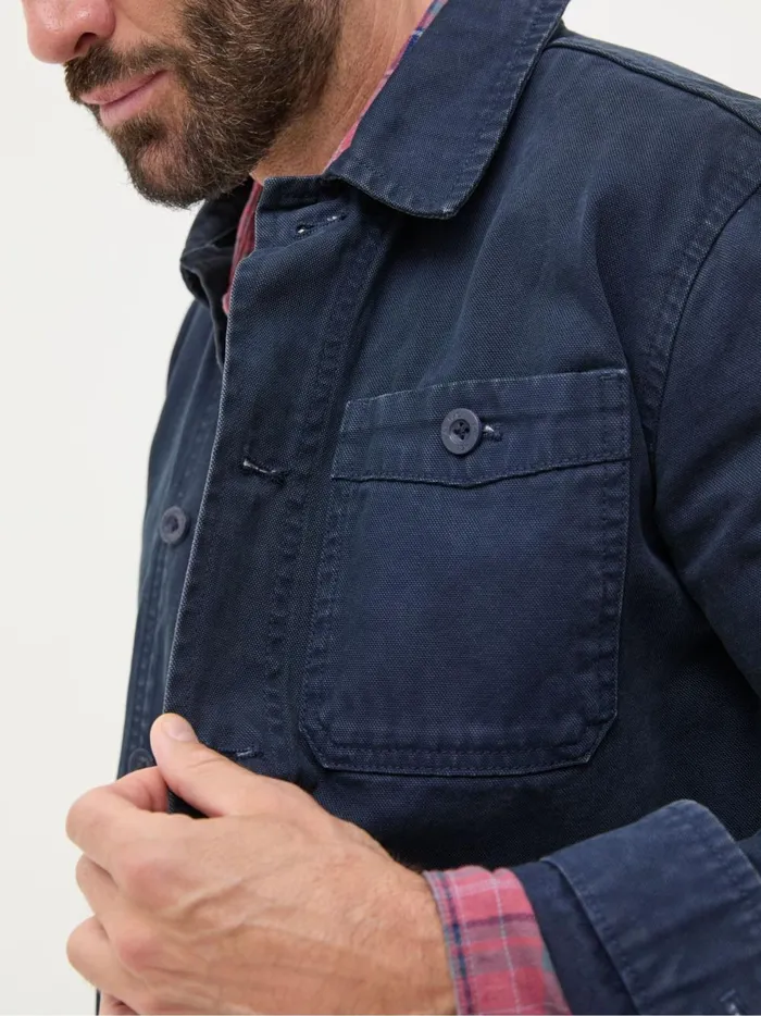 Men Coats and Jackets Fat Face Navy Blue Canvas Worker Jacket