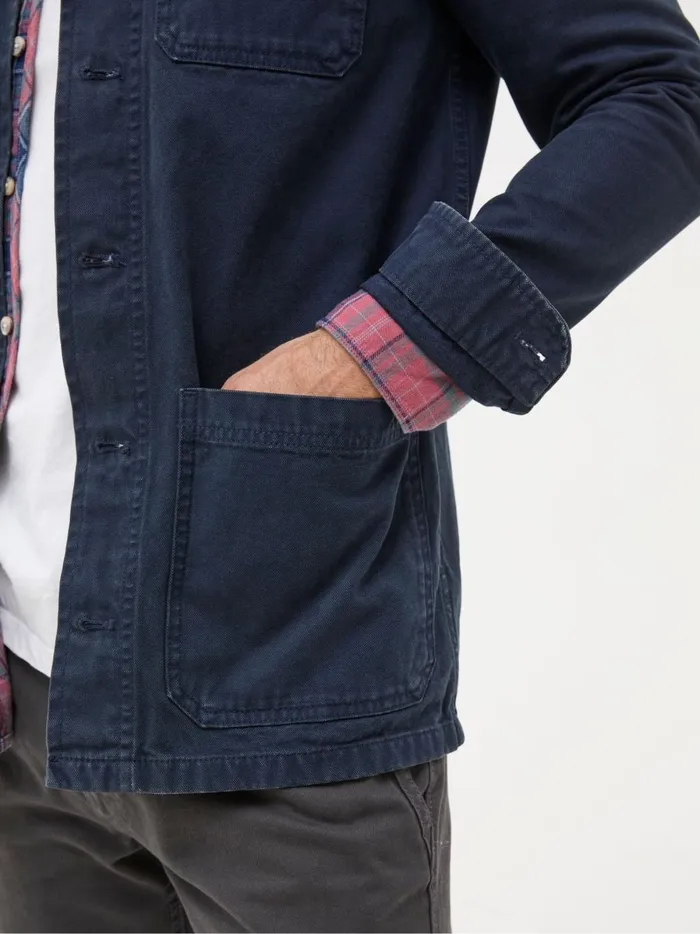 Men Coats and Jackets Fat Face Navy Blue Canvas Worker Jacket