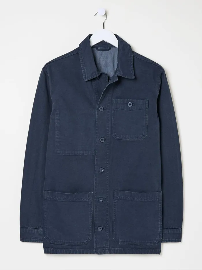Men Coats and Jackets Fat Face Navy Blue Canvas Worker Jacket