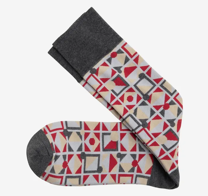 Men Cool Moon Tech Socks Multi Geo Shapes JohnstonandMurphy Socks