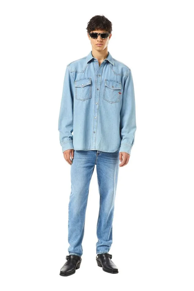 Men DOcean Western Shirt Medium Blue Diesel Shirts
