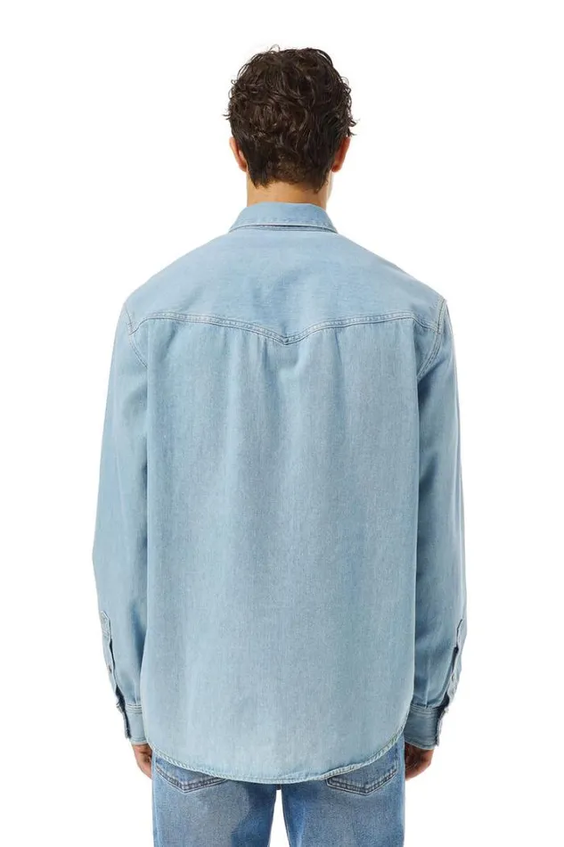 Men DOcean Western Shirt Medium Blue Diesel Shirts