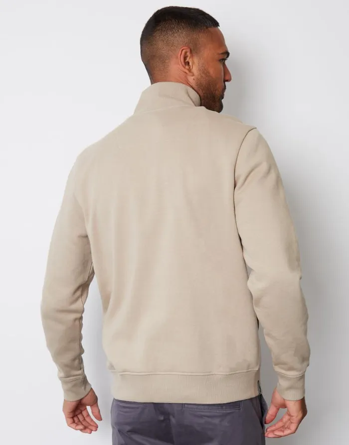 Men Dark Stone Quarter Zip Knitted Sweatshirt Threadbare Jumpers Men Dark Stone Quarter Zip Knitted Sweatshirt Threadbare Jumpers