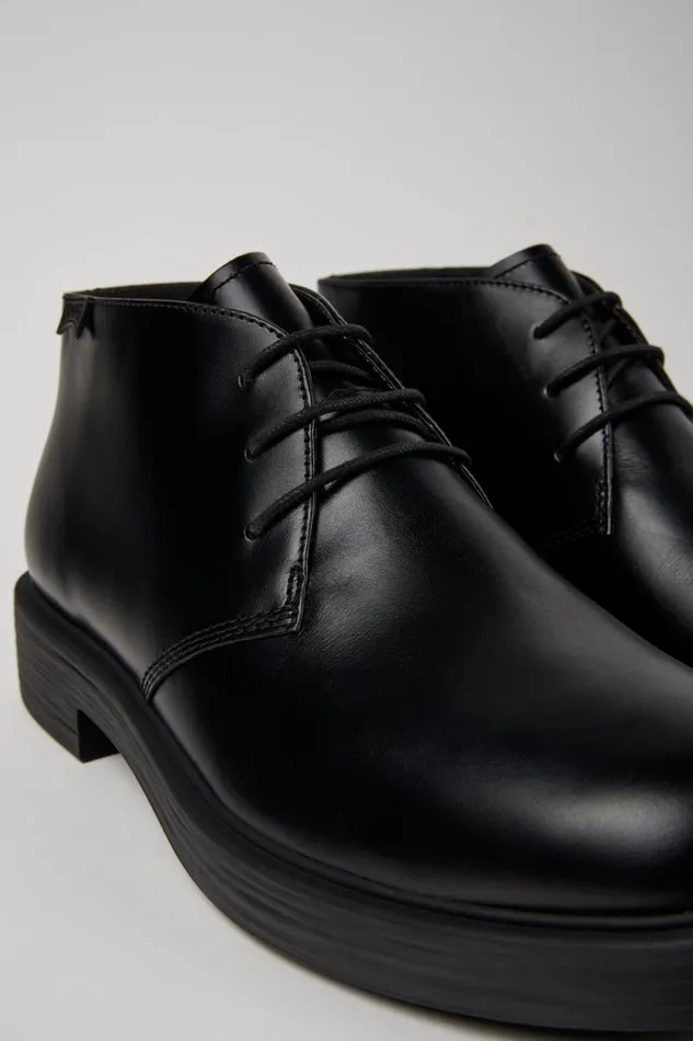 Men Dean Black Leather Ankle Boots Camper Ankle Boots