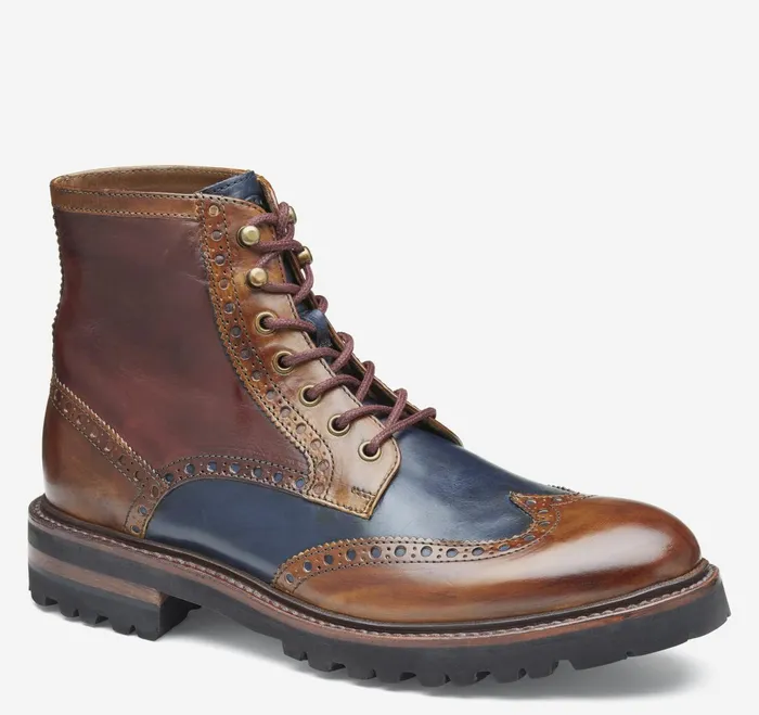 Men Dudley Lug Wingtip Boot Tan Multi Calfskin JohnstonandMurphy Boots