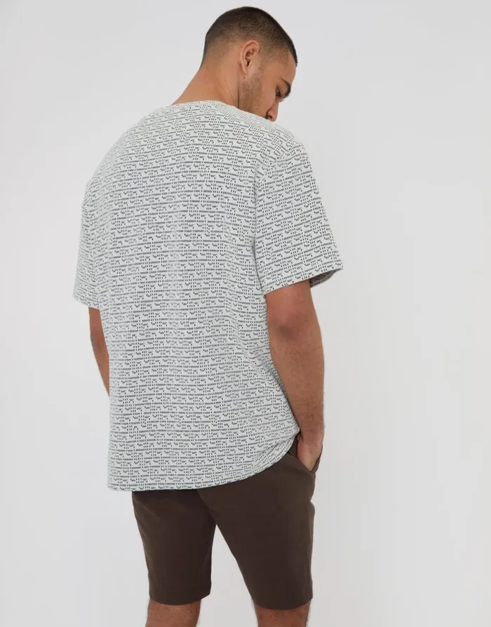 Men Ecru Patterned Relaxed Fit Short Sleeve TShirt Threadbare TShirts Men Ecru Patterned Relaxed Fit Short Sleeve TShirt Threadbare TShirts