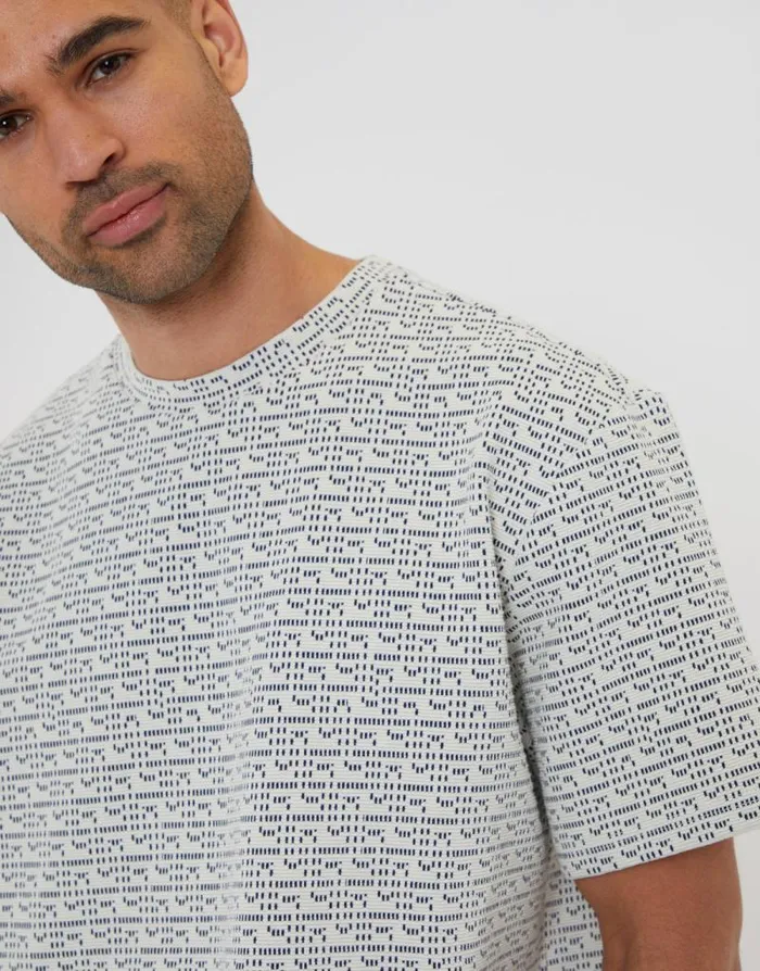 Men Ecru Patterned Relaxed Fit Short Sleeve TShirt Threadbare TShirts Men Ecru Patterned Relaxed Fit Short Sleeve TShirt Threadbare TShirts